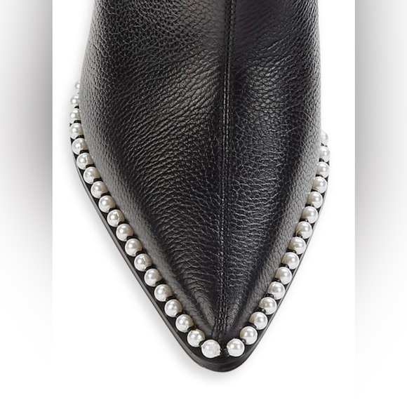 Karl Lagerfeld Cyron Leather Pearl Studded Stiletto Booties Size 6 New - Picture 2 of 15
